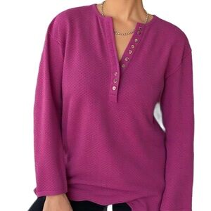 Vintage Windriver Henley Top in Pink Polka Dot Size S